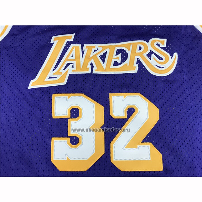 Camiseta Los Angeles Lakers Magic Johnson NO 32 Mitchell & Ness 1984 Violeta